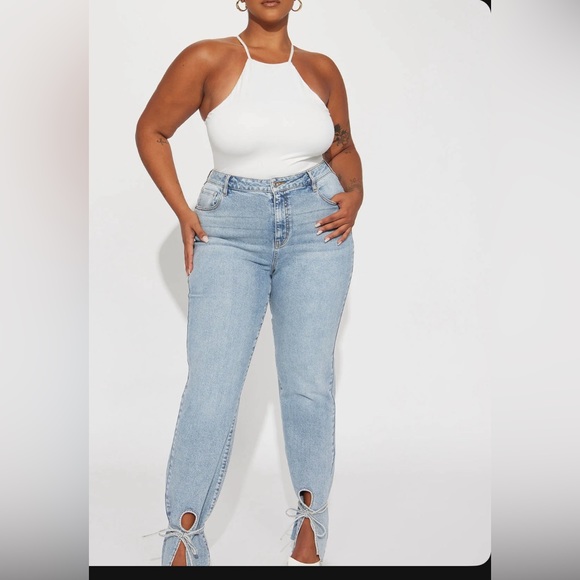 Tall length tied up jeans medium wash never worn jeans - Picture 4 of 7